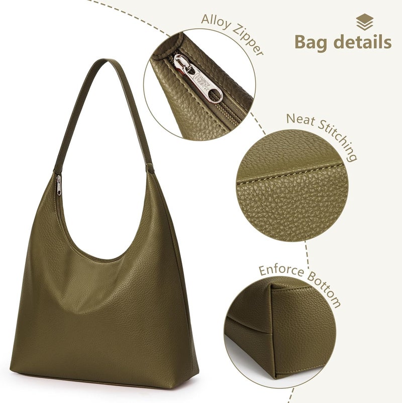 KALIDI Casual Tote Bag Vegan Leather Hobo Zipper Work Bag Weekender Shoulder for Women Shoulder Travel Purse - Image 3